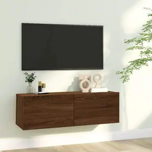 TV Wall Cabinet Brown Oak 39.4"x11.8"x11.8" Engineered Wood
