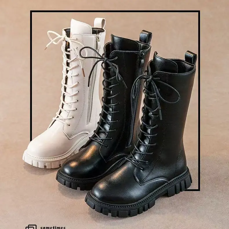 "Gothic Chic Girls’ Combat Boots - Easy Zip & Lace Up |   Elevate Your Daughter’s Fashion Game"