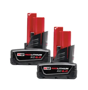 Milwaukee 48-11-2460 2-Pack M12 12V 6Ah REDLITHIUM Power Tool Battery Pack with REDLINK Intelligence & All-Weather Performance