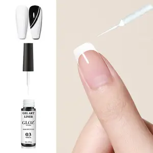 GLOZ Nail Art Liner Gel Polish - Long Lasting Low Odor Gel with Precision Brush for Lines, Patterns & French Manicures, French Tips Gel