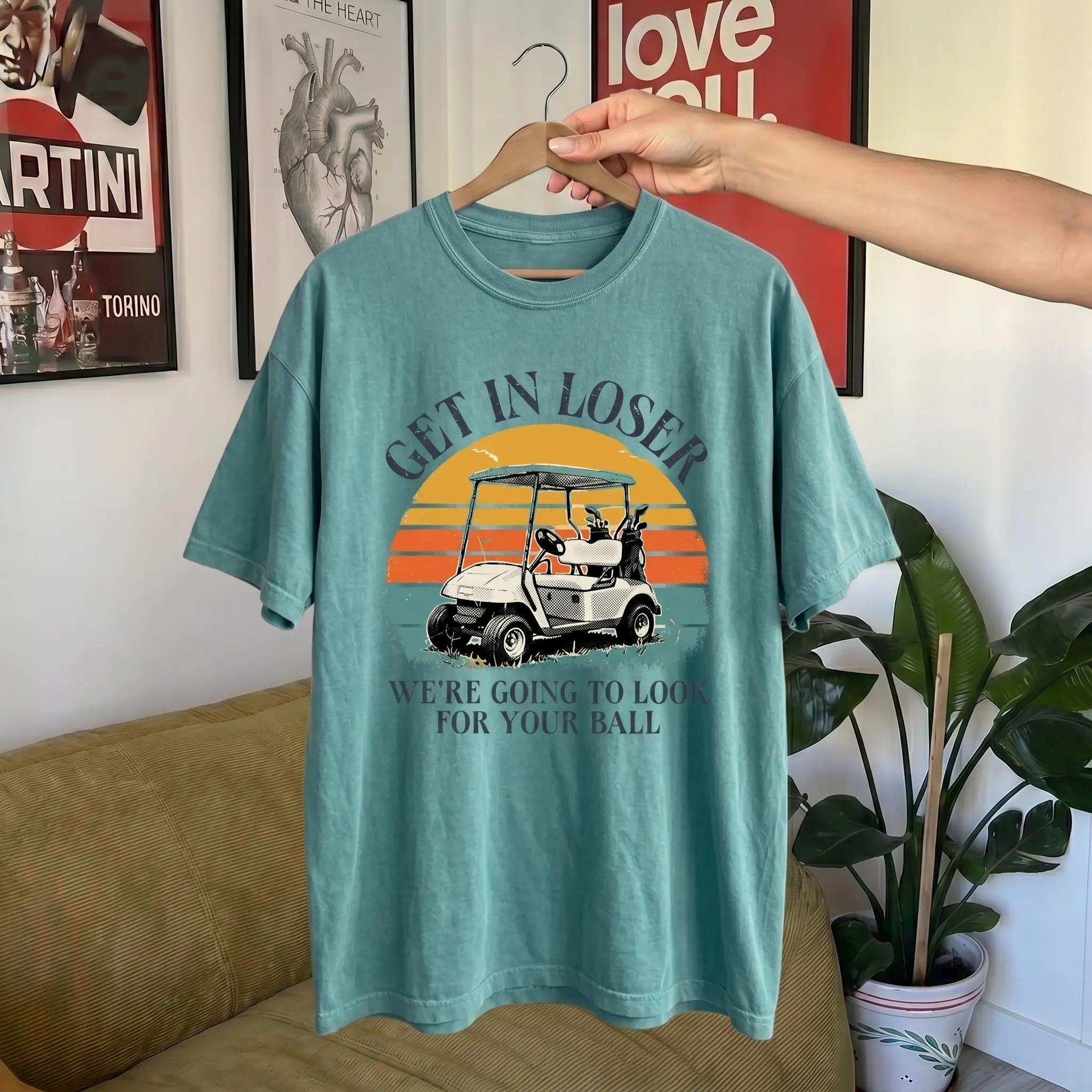 Comfort Colors T-shirt for Women, Classic Cotton 'Get In Loser' Funny Graphic Tee, Comfortable Digital Print Shortsleeve Apparel, Casual