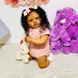Reborn Toddler Baby Dolls Girls 24 Inch 60cm Lottie Large Size Black Baby Dolls, African American Reborn Toddler Doll with Natural Hair, Like Real Babies for Girl Boy Toys