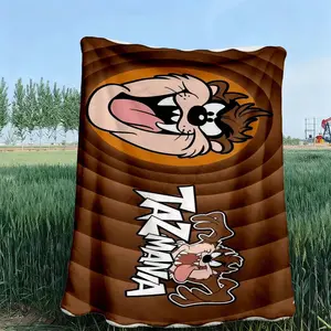 Tasmanian devil digital print blanket, ultra-comfortable flannel, suitable for beds and sofas, for year-round use, modern design, 100% polyester, machine washable, perfect for camping, napping, and traveling.