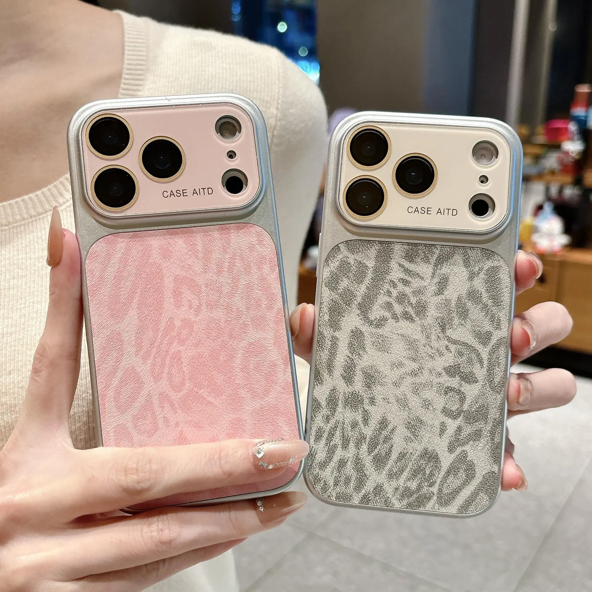 Leopard Print Faux Leather Smartphone Case - Electroplated Soft TPU Bumper, Hard PC Backboard, Full Lens Coverage, Shockproof Protective Cover for iPhone 13/14/15/16/17 Pro Max & Plus, Luxury Girly Cellphone Accessories for Handheld Devices # A pretty goo