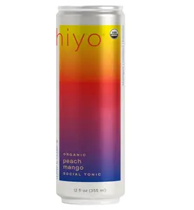 Hiyo Organic Social Tonic - Peach Mango, 12 FZ - N.A. Functional Seltzer, Sparkling Water Crafted with Organic Adaptogens, Nootropics & Botanicals