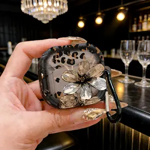 Leopard Print Flowers Protective Case Cover for Apple AirPods 1/2/3/4/pro/pro2, Tpu Texture, Lightweight & Durable, Anti-Scratch, Shockproof