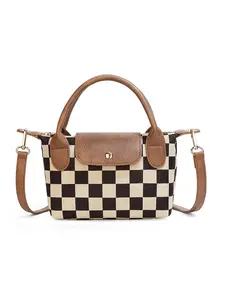 New Plaid Chessboard Lunch Box Bag, Unique Design Commuter Handbag, Crossbody Shoulder Bag, Stylish and Practical Daily Use