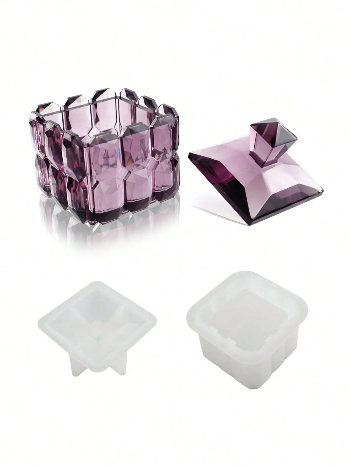 1 Set Crystal Epoxy Resin Storage Box Mold, Square Silicone Mould for DIY Crafts, Mirror Finish, Durable and Easy to Use
