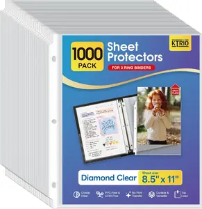 KTRIO Sheet Protectors 8.5 x 11 Inch, Clear Top Loading Page Protectors for 3 Ring Binder, Polypropylene Plastic Sleeves, Letter Size Document Protectors, Office & Home, 1000 Pack