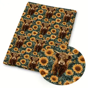1 piece of Floral Highland Cow Print Fabric - 59 x 19.68 inches (150 x 50 cm) Pre-cut polyester fabric - Suitable for sewing, scrapbooking, tablecloths, and crafts