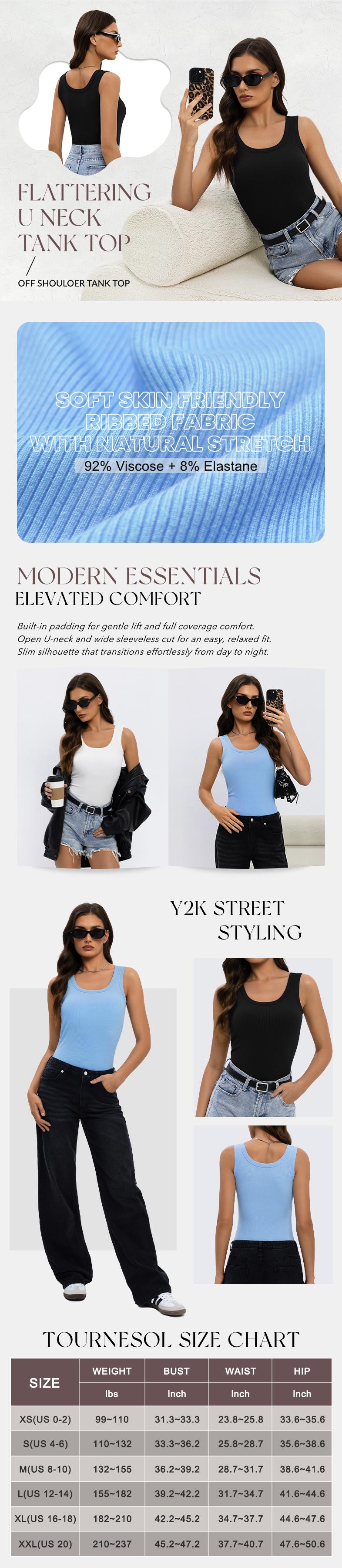 Tournesol Ribbed Camisole with Built-in Bra Pads Adjustable Spaghetti Strap Tank Top Cotton Basic 022