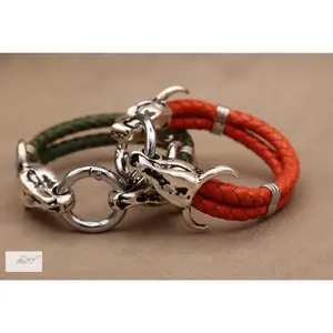 Longhorn Bracelet for Men or Women - Leather Bracelet with Longhorn Design men  accessories jewelry  men