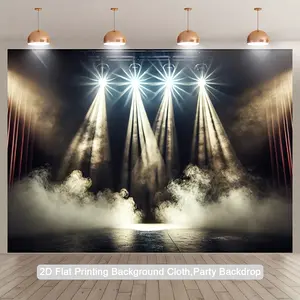 2D flat banner 1pc, Spotlights On The Stage, Polyester photography 2D flat banner background flag, party photo background tapestry, indoor and outdoor banner decoration, studio props, holiday party and birthday decoration supplies