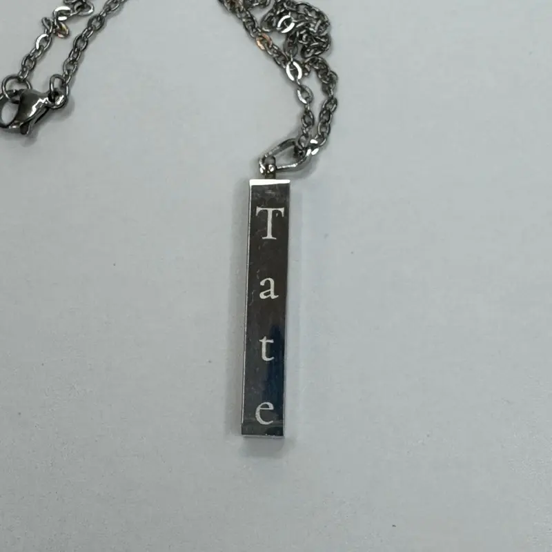 Stainless Steel Rectangle Pendant Necklace – Custom Engraved*