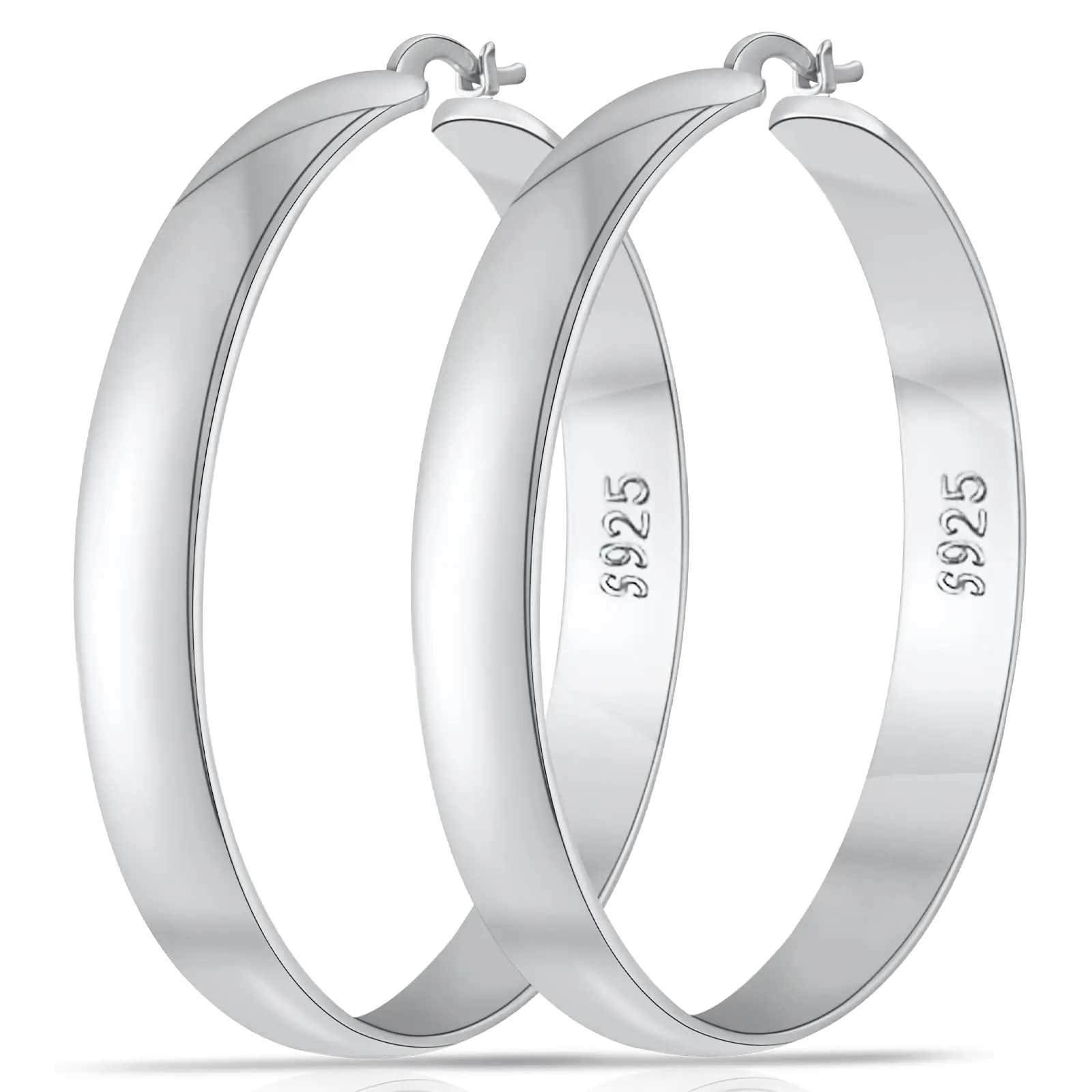 50mm large earrings for girls, cool. Girls, large circle earrings. 925 sterling silver, anti-allergy, fashionable and elegant. Women, 14K real gold, large ring earrings, low allergy