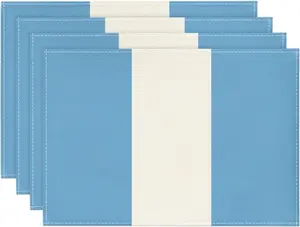 Blue White Placemats Set of 4, 12x18 Inch Miami Daily Table Mats for Party Kitchen Dining Decoration