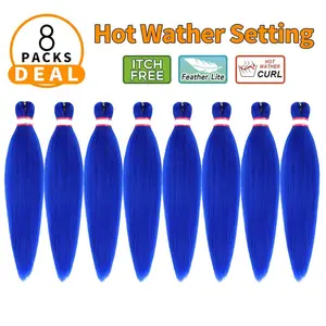 26 Inch 8 Packs Stretched Braiding Hair HeatCurl Friendly Braids Versatile Hairstyles synthetic Color locs Kinky Curly Hair Bun Tight style cosplay crochet colorful extension head coverage hair extension long natural hairpiece woman daily