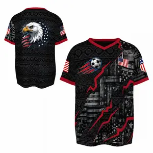 2026 USA Soccer Jersey for Men, Black Aztec Tribal Bald Eagle Graphic Football Shirt, Flame Soccer Ball Game Day Fan Outfit Gifts