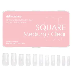 Charme Gel Extension Tips / Square / Medium / Clear
