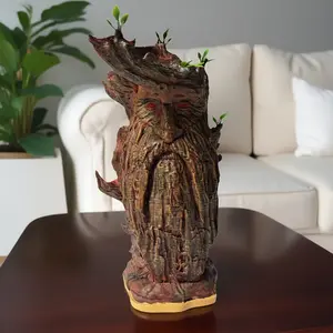 Minimal Nest Shop 1pc Handmade Resin Tree Stump Statue - Artistic Moss-Covered Tree Trunk Decor with Expressive Eyes, Indoor/Outdoor Holiday Gift for Halloween Christmas Fathers Day, No Electricity Needed Home Office Garden Decoration, Tree