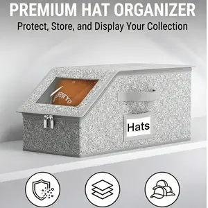 Large Capacity Hat Storage for Baseball Caps Holds 12 Caps Versatile Closet Organizers for Linens Towels Sweaters Grey Fabric Storage Box with Handles for Home Office Organization Nursery Toy Storage Bin Aesthetic Room Decor Essentials 2026
