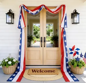 4th of July Decorations - 2 Pack 2x20 FT Patriotic Decorations Bunting Flags with Ribbon Ties - Fourth of July Deals Red White and Blue Independence Day 250th Anniversary Banner Indoor Outdoor Decor