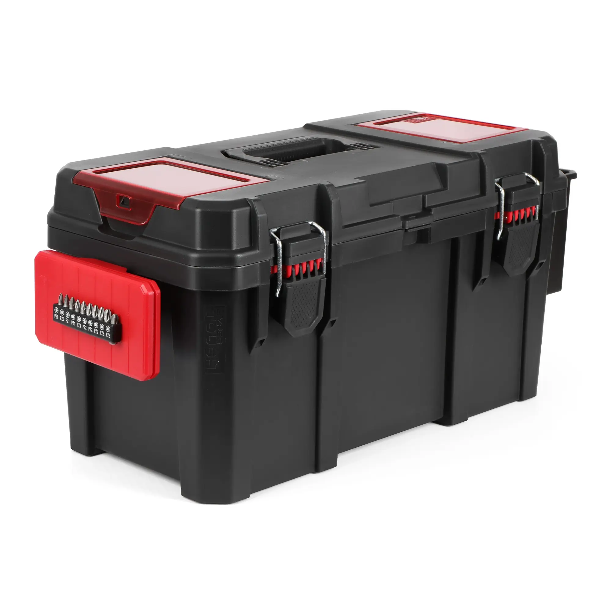 Hyper Tough 19-Inches Heavy-Duty Resin Toolbox, Tool Organizer with Lid Compartments for Small Parts, Garage and Work Site Storage