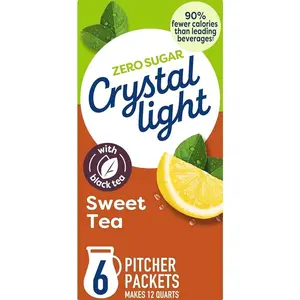 Crystal Light Drink Mix, 6 Pitcher Packets, for Flavorful Hydration and Shareable Refreshment, Sweet Tea Natural Flavor, Made with Black Tea, 1.56 oz