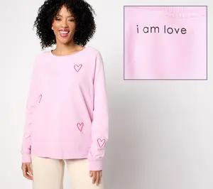 Peace Love World Embroidered French Terry Sweatshirt