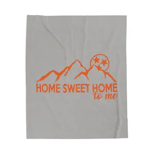 Home Sweet Home Velveteen Plush Blanket, Cozy Blanket, Gift for Homeowners, Warm Throw Blanket, Housewarming Gift, Mountain Decor, Tennessee Vols, College Football, Stadium blanket, TN, GBO, Rocky Mountain