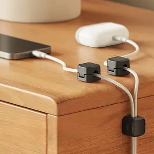 6pcs Cord Organizer Holder, Magnetic Desktop Cable Clip Management, Desktop Accessory, Hidden Cable Storage, Hidden Phone Charging Cord Holder For Nightstand, Kitchen Appliances, Office Supplies