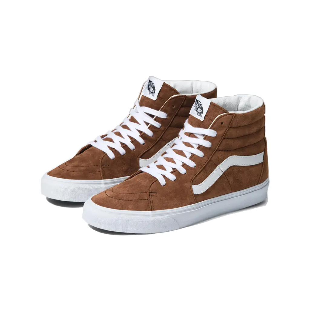 VANS Men's Classic Sk8-Hi Lace-Up High-Top Pig Suede Tortoise Shell Casual Trainers, Reinforced Toe Cap, Padded Collar, Signature Rubber Waffle Outsoles, Side Stripe Footwear, Retro Style, High Tops, Rubber Sole, Laces Casual Trainers, Sneaker, Closed