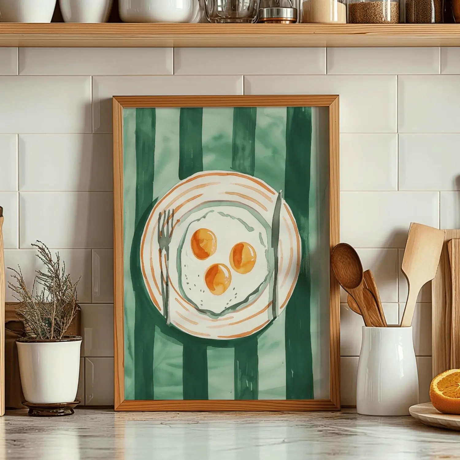 Vintage Breakfast Foods Poster Wall Arts Sunny Fried Egg Canvas Print Unframed Imaginative Home Decor
