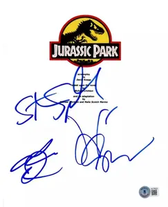 Steven Spielberg, Laura Dern & Jeff Goldblum Authentic Autographed Jurassic Park Script