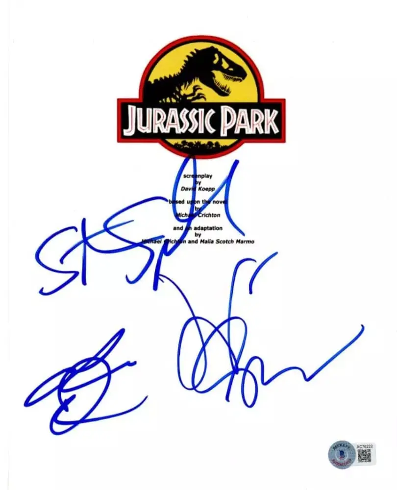 Steven Spielberg, Laura Dern & Jeff Goldblum Authentic Autographed Jurassic Park Script