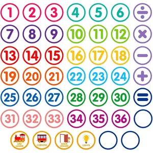 48 count Boho Line Up Spots for Classroom Floor - Colorful Floor Classroom Spots  Self Adhesive Numbers Stickers for   Elementary  to School Teacher  Haves