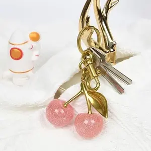 Cherry Bag Charm Keychains for Women Cute Purse Handbag Accessories Charms Glitter Cherry Luxurious Gifts