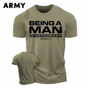Gymish Men's Workout T-Shirt, Being A Man Is Necessary Lifting Tee, Tactical Fitness Gym Apparel