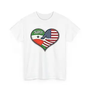 Somaliland and USA Heart Flag T-Shirt | Dual Flag Heart Tee