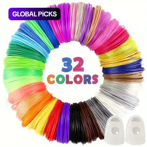 32/16 Color PLA Filament for 3D Pens, 10 Feet Per Color, Total 320/160 Feet, Includes 2 Finger Sleeves, Suitable for Most 3D Printing Pens