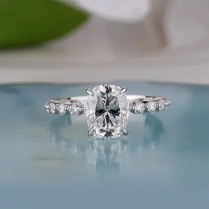 Long Cushion Cut Solitaire Engagement Ring