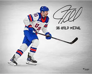 J.T. Miller Team USA Autographed 16" x 20" 2026 Olympic Gold Medal Winner Photograph with "26 Gold Medal" Inscription - Fanatics Authentic Certified