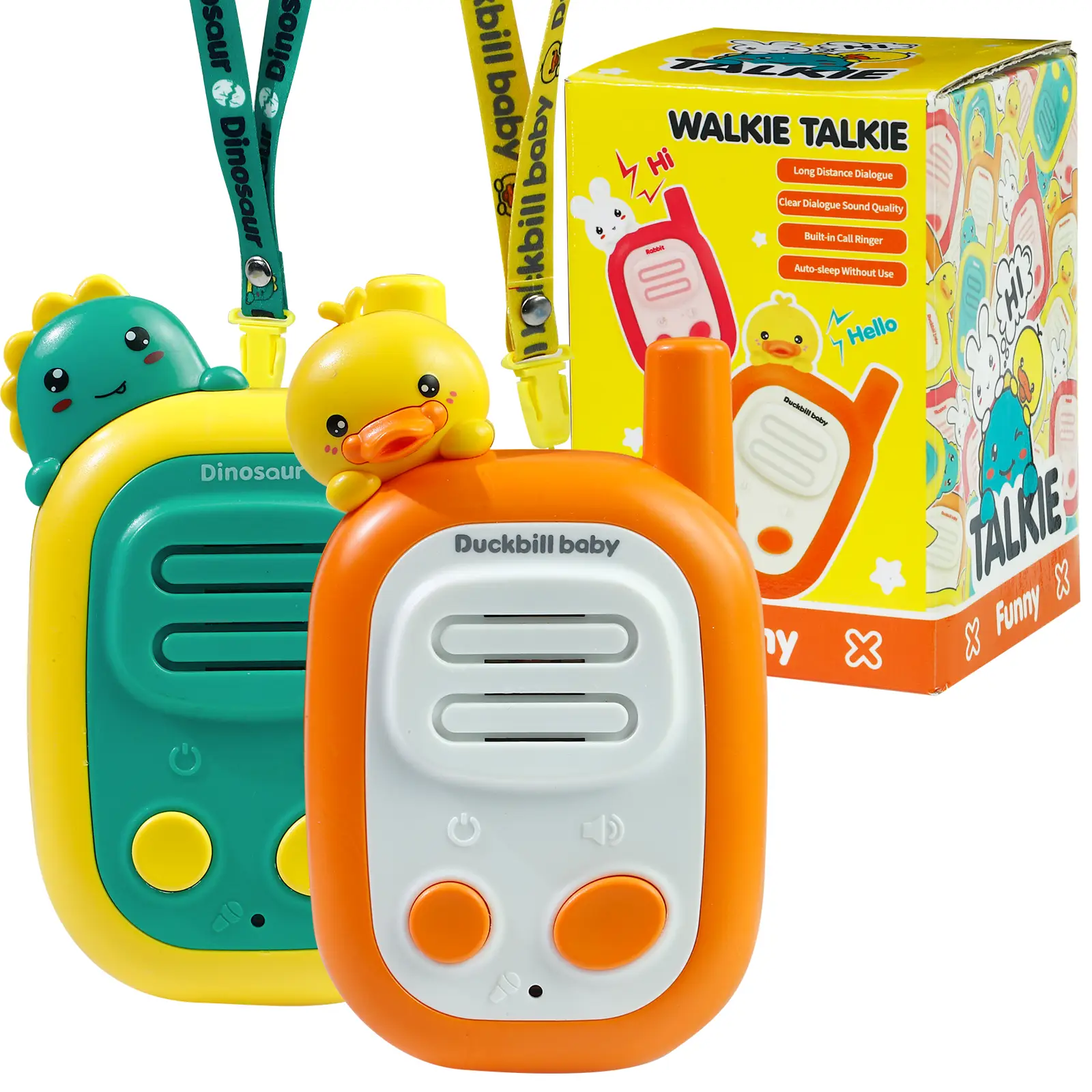 Walkie Talkies for Kids, 2 Pack Handheld Walki Talki with Wearable Lanyard for Outdoor Camping Games Xmas Toys Gifts for Boys Girls Kids