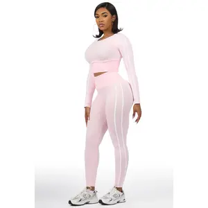 Zakkeyiah Pink Long Sleeve Active Legging Set