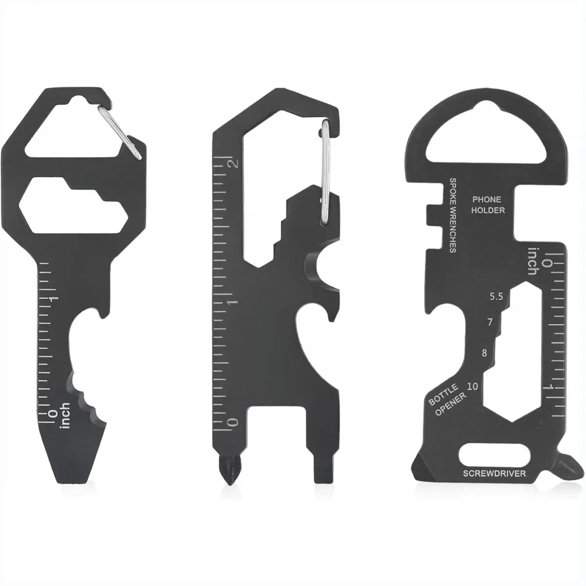 3-Pack Stainless Steel Keychain Multitool 19-in-1 Versatile Tool Kit, Rust Resistant Portable Hand Tool with Wrench, Screwdriver, Ruler, Bottle Opener for Camping, Friends’ Barbecues, Routine Maintenance (Diverse Styles), Screw Driver
