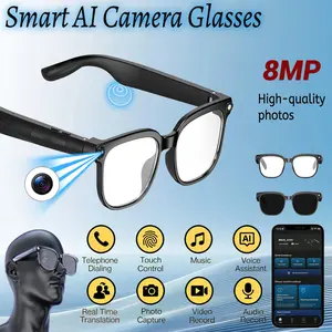 Multifunctional Smart Audio Glasses 2026 Model, 8MP HD Camera Lens, Dual Speakers, Directional Sound Output, Smart Touch & Buttons, Hands-Free Photography, 160+ Languages Real-Time Translation, Bluetooth Wireless Calling, Valentine's Day Wearable Device,
