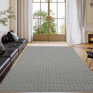 Washable Braided Print Area Rugs for Living Room, Large Modern Natural Rug with Non-Slip Backing, Low Pile Ultra-Thin Printed Floor Carpet for Bedroom Dining Room Farmhouse