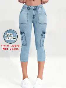 Women's Printed Leggings, Non-Denim Fabric, Casual & Stylish Design, Perfect for Daily Wear