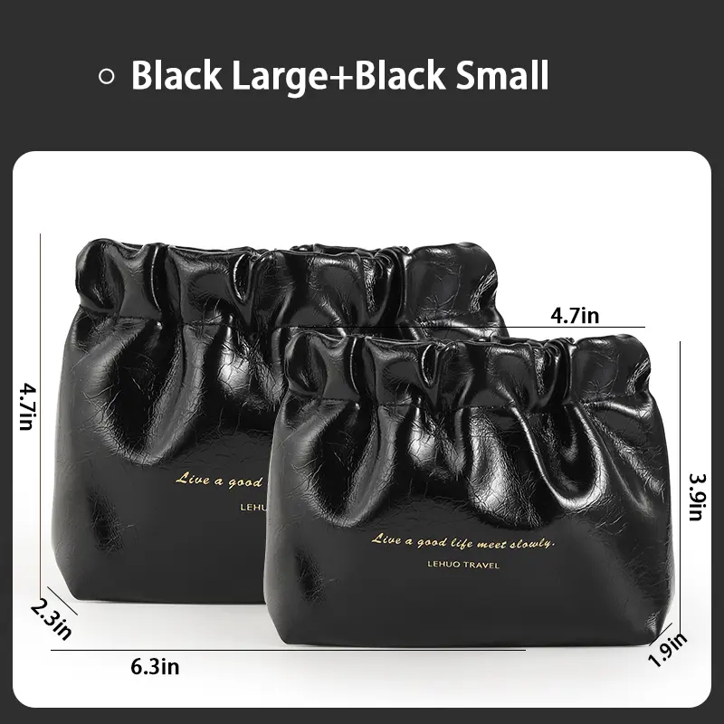 Black Large+Black small Oil wax leatner