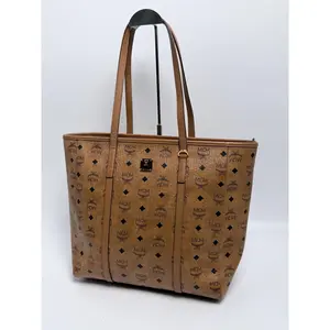 Pre-owned MCM Leather Shoulder Bags Cognac Visetos Canvas Medium Liz Reversible Shopper Tote Bag Handle Handbag JD390MCM